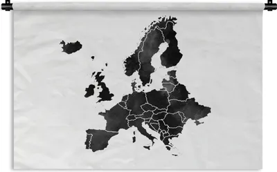 Produktbild von MuchoWow® Wandteppich Wandbehang Eurocard in dunkler Aquarellfarbe - schwarz und weiß 90x60 cm Tapisserie Dekoration Wandtuch - Wandskulpturen - Bildteppich