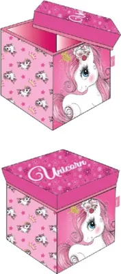 Produktbild von Einhorn Aufbewahrungsbox mit Sitzfunktion – 30x30x30 cm für Kinderzimmer