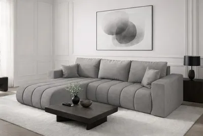 Produktbild von Kaiser Möbel Ecksofa mit schlaffunktion und bettkasten MILO PREMIUM, stoff MONOLITH, Hellgrau, Links
