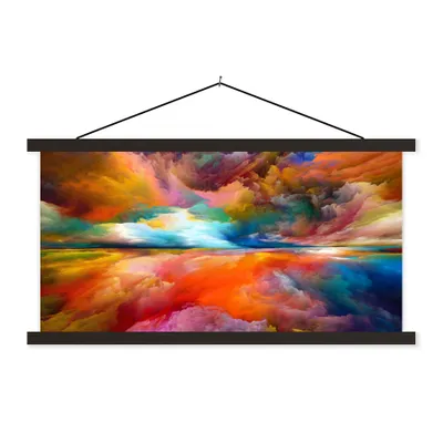 Produktbild von MuchoWow® Textilposter Gemälde - Ölgemälde - Abstrakt - Wolken 150x75 cm mit schwarzem Rahmen - Posterleiste
