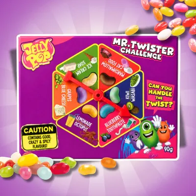 Immagine prodotto di Jelly Pop Mr. Twister Challenge 90 g – Caramella alla frutta con diversi colori e aromi + Spedizione protetta con Heartforcards