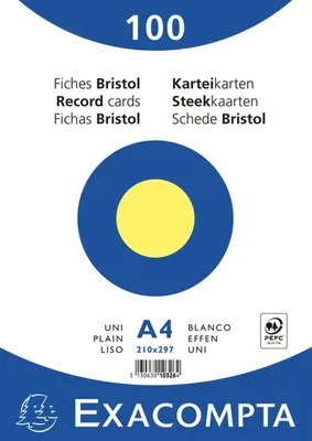 Produktbild von Exacompta Karteikarte 10326E DIN A4 blanko gelb 100 St./Pack.
