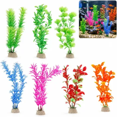 Produktbild von Künstliche Wasserpflanzen, 7 Stück, Kunststoff, für Aquariumdekoration
