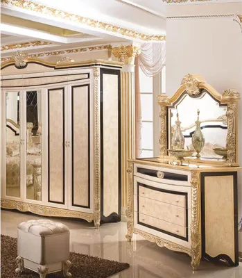 Produktbild von Casa Padrino Luxus Barock Kommode mit Spiegel und Hocker - Barock Schlafzimmer Möbel