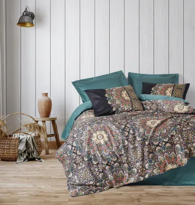 Produktbild von L'Essentiel Linge de Maison, Ornate - Petrol, Bettwäsche-Set, Bettwäsche-Set, 100 % Baumwollsatin, 200 x 220 cm