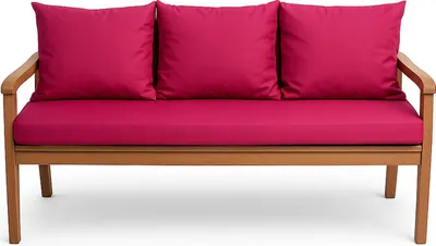 Obrázok produktu pre Vankúše na záhradnú lavicu | Sedák 150x50x7 + operadlo 3x 56x50cm | vankúš na záhradnú hojdačku Ružový | Podušky na záhradnú pohovku pre 3 osoby
