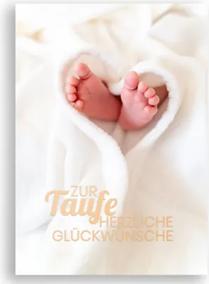 Produktbild von Friendly Fox Karte zur Taufe - Taufkarte zur Taufe Babyfüße Motiv, Klappkarte Karte Taufe mit Umschlag