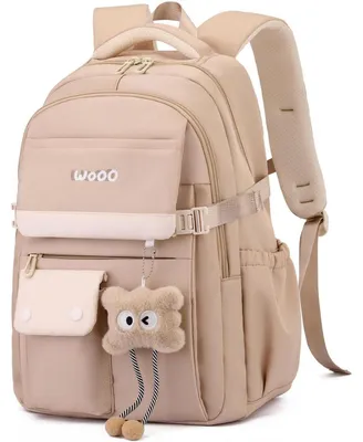 Produktbild von Schulrucksack Mädchen Teenager 30L Khaki mit 15,6 Zoll Laptopfach und vielen Fächern