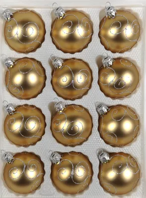 Produktbild von 12 tlg. Glas-Weihnachtskugeln Set in Classic Gold Silberne Ornamente
