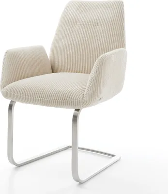 Produktbild von DELIFE Freischwinger Zoa-Flex Cord Beige Freischwinger flach Edelstahl Taschenfederkern