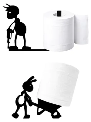 Produktbild von Toilettenpapierhalter Set mit 2 Stück, lustige Ameisenform für die Badezimmeraufbewahrung, 3D-Druck in Schwarz mit Baustellenwagen-Design