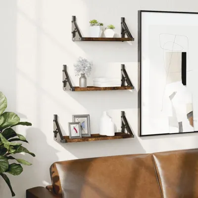 Immagine prodotto di Maison Exclusive - Set di 3 mensole da parete in legno di quercia affumicata