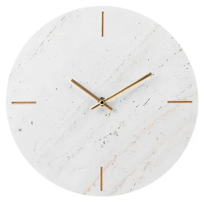 Image de SensaHome Horloge murale Nairobi - Horloge japonaise de luxe ronde - aspect marbre moderne - Ø30 cm - Blanc