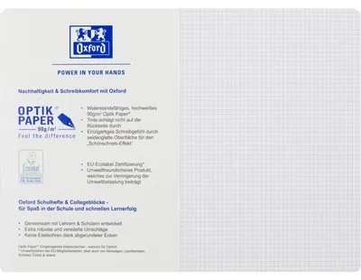 Image de Cahier d'écolier Oxford "Touch" DIN A4 Lineature 22 quadrillé bleu clair 16 feuilles