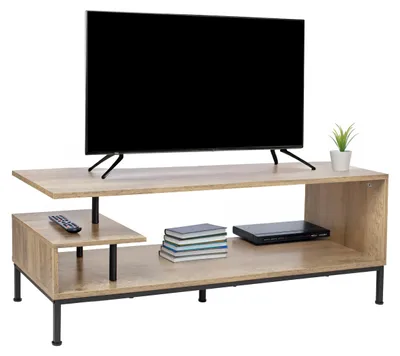 TV-Lowboard offen bis 55 Zoll, Natur/Schwarz, 40x106x39,5 cm