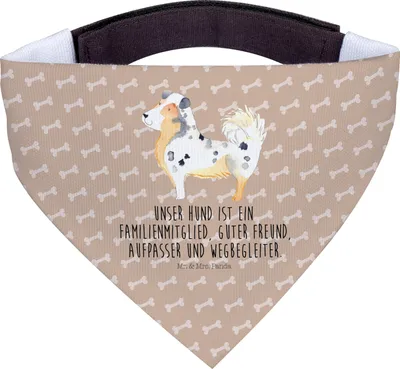 Produktbild von Mr. & Mrs. Panda Hundehalstuch L Hund Australien Shepherd - Hundeglück - Geschenk, Sprüche, Spruch, Halstuch Für Hunde, Hundetuch, Familie, Bandana