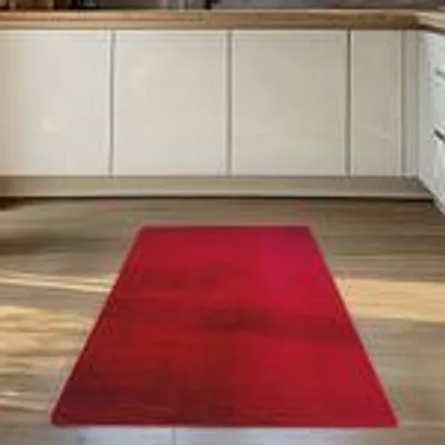 Produktbild von Carpettex Teppich Kurzflor, Einfarbig, Waschbar, Rutschfest, Für Wohnzimmer, Schlafzimmer,Kinderzimmer, Größe: 80 x 150 cm, Farbe: Rot