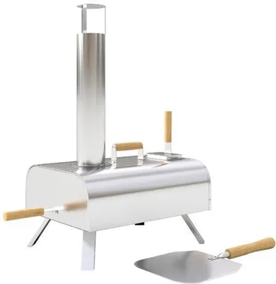 Imagen del producto de Horno para pizza de leña para exteriores. Incluye piedra para pizza. Acero inoxidable. Portátil. Ideal para jardín y camping