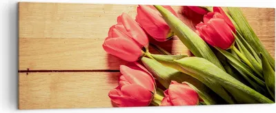 Produktbild von Bild auf Leinwand - Leinwandbild - Tulpen Blumenstrauß Sommer Garten - 140x50cm - Wand Bild - Wanddeko - Leinwanddruck - Bilder - Kunstdruck - Leinwand bilder - Wandkunst - AB140x50-2867