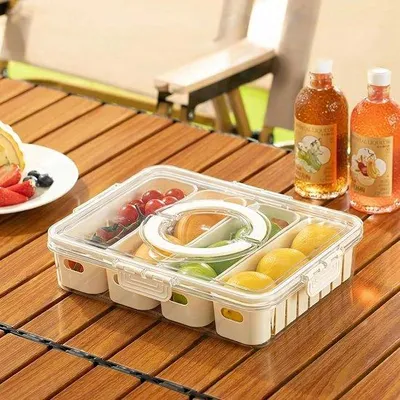 Produktbild von Gedivideerde, stapelbare, weiße Snackbox für Obst, Gemüse, Süßigkeiten und Nüsse