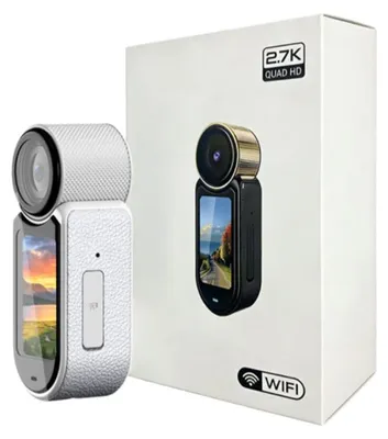Immagine prodotto di ZELURXX Mini videocamera sportiva 2.7K 48 MP HD con collare magnetico, WiFi, stabilizzazione ottica dell'immagine (EIS), batteria da 120 minuti, touchscreen, videocamera per vlog e action cam, ultraleggera, bianca