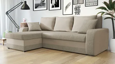 Obrázek produktu pro Sedačka na každodenní spaní s úložným prostorem KORNELIE - béžová