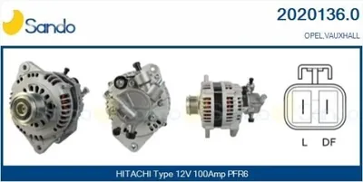 Produktbild von SANDO 2020136.0 Lichtmaschine Generator LiMa 100A 12V für OPEL Meriva A (X03) Astra H Caravan (A04) Astra H Schrägheck (A04) Astra H GTC (A04)