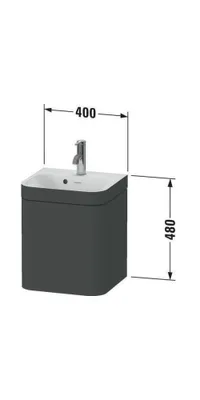 Produktbild von Waschtischset HAPPY D.2 PLUS Türansch li 400x360mm o HL ta supermatt ohne Hahnloch taupe supermatt