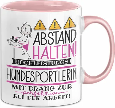 Produktbild von Hundesportlerin Tasse Geschenk Lustig Abstand Halten Hochleistungs-Hundesportlerin Mit Drang Zur Perfektion Bei Der Arbeit (Rosa)