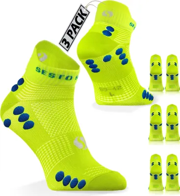 Produktbild von Sesto Senso Quarter Sportsocken – elastisch und atmungsaktiv, ideal für Laufen, Radfahren und Wandern, Unisex Herren Damen, Gelb, Größe 39-42, 3 Paar