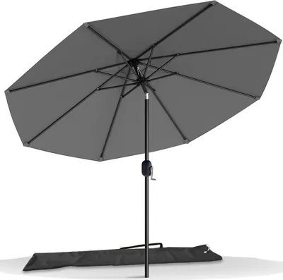 Produktbild von VOUNOT® Sonnenschirm für Balkon, 270 cm, Knickbarer Balkonschirm mit Schutzhülle, Grau