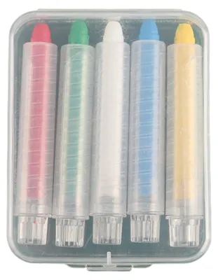 Produktbild von 5 Stück farbige Kreide mit Kunststoffhalter, abwaschbar, staubfrei, für Straßenmalerei, Tafelzeichnungen, Schreiben und Kritzeln