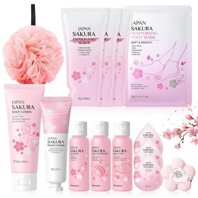 Produktbild von Badeset Frauen 14-teilig Sakura Duschset Geschenkset mit Pflegeprodukten