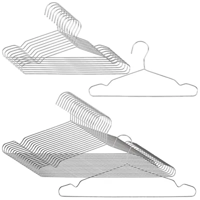 30 Edelstahl-Kleiderbügel, 3,2 mm, 20 große + 10 kleine