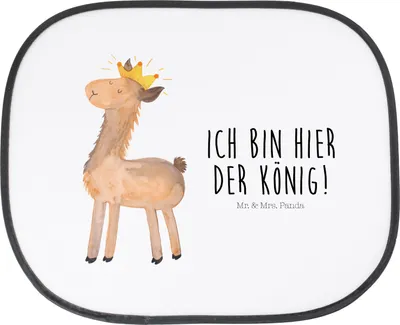 Produktbild von Mr. & Mrs. Panda Auto Sonnenschutz Lama König - Weiß - Geschenk, Freundin, pkw sonnenblende, Mama, Lamas, Papa, für Autoscheiben, blendschutz, Abi, saugnapf
