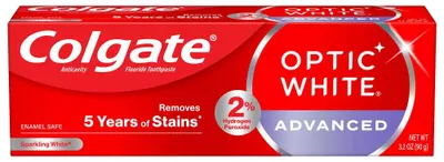 Produktbild von Colgate Optic White Advanced Zahnpasta, Intensiv-Zahnaufhellung, Minze, 90 g
