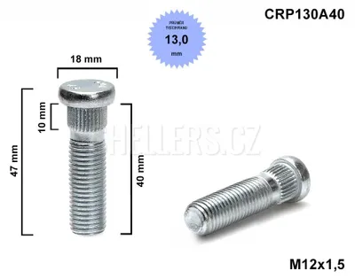 Obrázok produktu pre Skrutka kolesa M12x1,5x40 s priemerom 13 mm (CRP130A40)