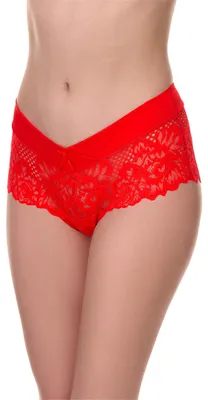 Produktbild von Merry Style Damen Unterhose Hipster Hot Pants mit Spitzenbesatz MSGAB155 (Rot, 36 (Herstellergröße: S))