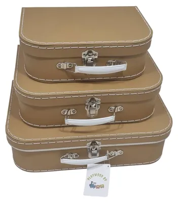 Productafbeelding van Playwood Kartonnen Koffer Set, bruin, 3 stuks.