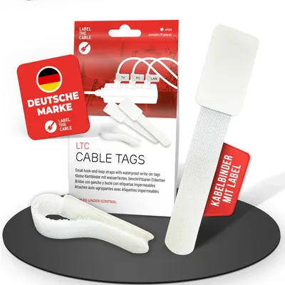 Productafbeelding van Label-the-Cable LTC 2620-30 LTC Klettkabelbinderlabel Set wiederverwendbar, weiß,30er