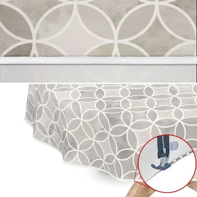 Produktbild von Tischdecke Wachstuch Ornamente Grau Robust Wasserabweisend Rund 120 cm