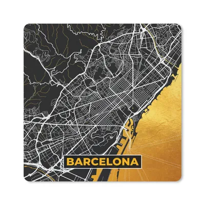 Produktbild von MuchoWow® Mauspad Mousepad Barcelona - Stadtplan - Karte - Gold 30x30 cm - Mousepads - Maus Mat - Pad - Mausunterlage - Gaming