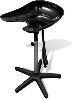 A black hair washing basin on a stand, isolated on a white background.