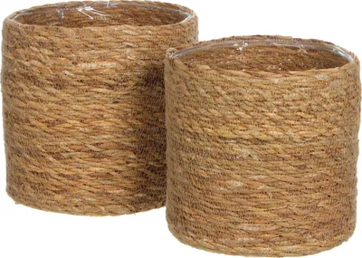 Obrázok produktu pre Mica Decorations Kôš na rastliny Atlantic - sada 2 ks - V20 x Ø20 cm - morská tráva - svetlohnedá