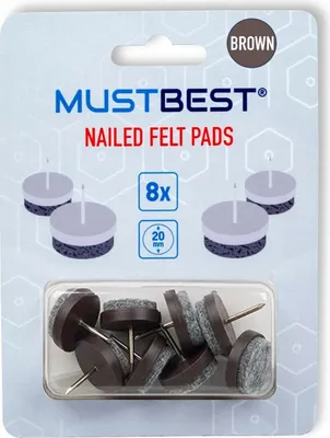 Produktbild von 8 Stück runde, Nagelbare Filz-Möbelpolster, Hartholz-Schützer | Braun