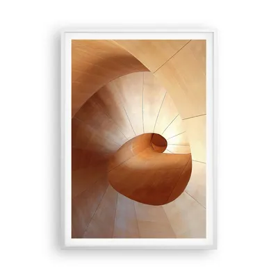 Produktbild von Gerahmtes Poster - Weißer Rahmen - Dreidimensional Spirale Braun - 70x100 cm - Wand Bild - Wanddeko - Wandbilder - Kunstposter - Wandposter - Bilderrahmen - Bilder - Kunstdruck - P2WPA70x100-4652