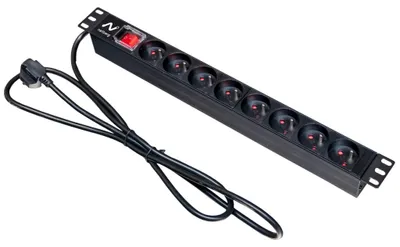 Zdjęcie produktu dla Listwa zasilająca Rack NETBERG 19" 8 gniazd z wyłącznikiem do szafy Rack wtyk standard