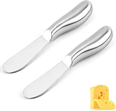 Produktbild von 2er Zahnfleischmesserset - Küchenmesser Set - Ergonomischer Holzgriff - Käseschneider - Frühstücksmesser (Silber)