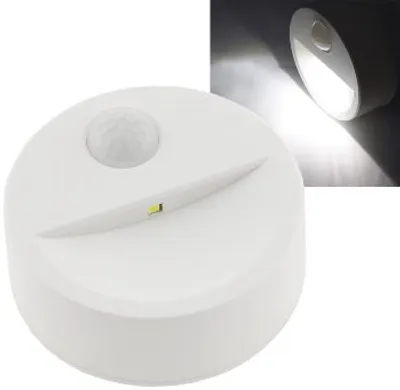 Produktbild von LED Nachtlicht Stufenlicht mit Bewegungsmelder Batterie 3x AA Mignon Lichtsensor 70x32mm Runde Batterieleuchte mit 90° PIR Sensor Licht Warmweiß