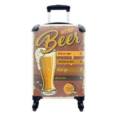 Produktbild von MuchoWow® Koffer Handgepäck Trolley Rollkoffer Kleine Reisekoffer mit 4 Rollen - Mancave - Bier - Vintage - Werbung - Cabin Size < 55x40x23 cm & 55x40x20 cm - Fotokoffer - Kabinenkoffer - Boardgepäck - Reise-Box - Reisekoffer - Reisegepäck - Koffer mit Bild - Trolley für Kinder